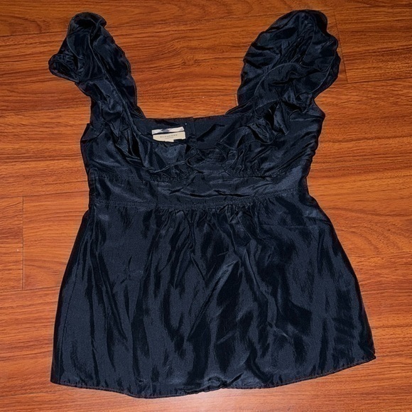 Burberry Tops - Burberry London Silk Ruffle Blouse Sleeveless Top in Navy Blue US 4